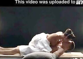 Footjob in Wooden Sandals, Then She Deepthroats Him Blindfolded on Stage