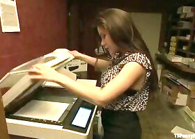 Busted Watching Porn at Work-boss Punishes Bad Employee W/her Own Cock