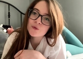 Brunette solo darling masturbating at home