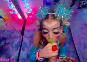 Lilith Grace Bounces on Brian Omallys Big Cock Cowgirl with Glow Sticks