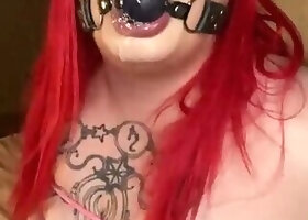 Ball gag tits play spit fetish