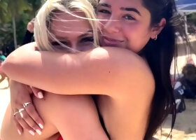 Two blonde babes in a lesbian action involving a dildo