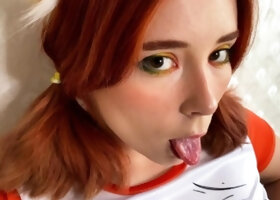 Amateur redhead poses and masturbates with toys