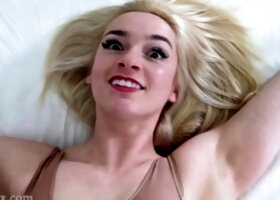 Blond teen Leah Wilde jerking a massive hard stiff