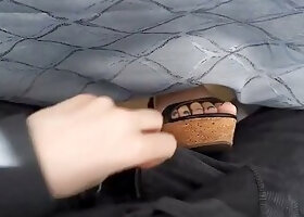 Public Footjob Under the Table at the Restaurant