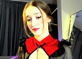 Teen goth brunette bara jerks and sucks cock