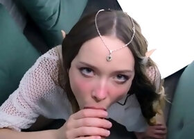 Cum thirsty cosplayer sucks POV cock and swallows hot load