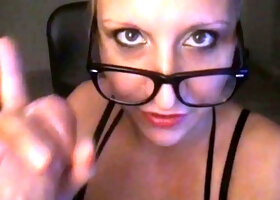 Non stop blonde with big boobs cock jerks off on the bed